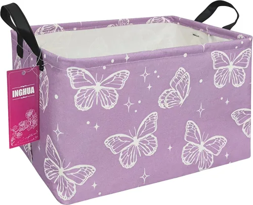 Vista 22 de Cesta de almacenamiento rectangular de tela con organizador de tela para juguetes, libros, ropa, regalos, mascotas - Perfecta para el hogar