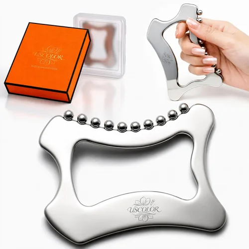 Cepillo facial de contorno linfático de acero inoxidable, herramientas faciales Gua Sha, cepillo de drenaje linfático, herramienta de masaje para el