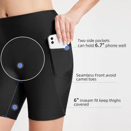 Vista 6 de baleaf Pantalones cortos de natación de cintura alta de 3"5"6"8" pulgadas para mujer con control abdominal, parte inferior de trajes de baño