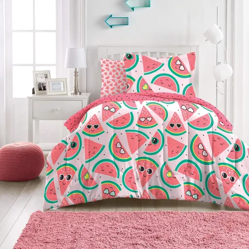 Vista 38 de dream FACTORY - Juego completo de ropa de cama infantil de 5 piezas, de microfibra muy suave, fácil de lavar, tamaño individual, globos de corazón