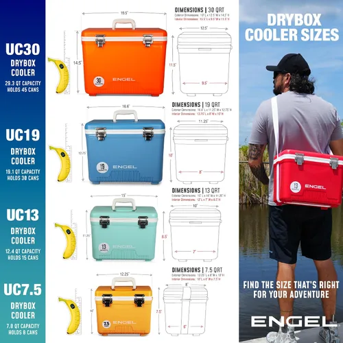 Vista 3 de Engel UC30 30qt a prueba de fugas, hermético, enfriador de caja de secado y caja de almuerzo rígida Azul