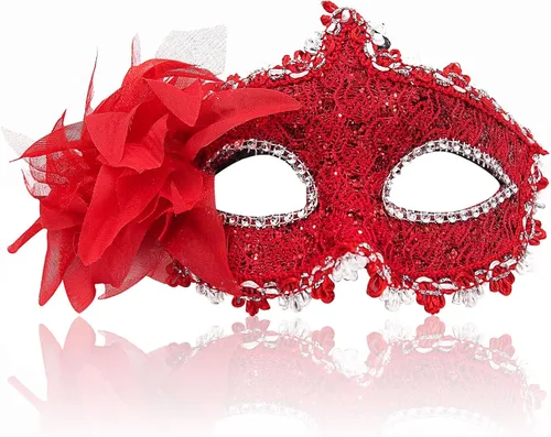Vista 2 de Máscara de mascarada para mujer, máscaras venecianas, máscaras de Navidad para mujer, máscaras de media cara, máscara de ojos para cosplay