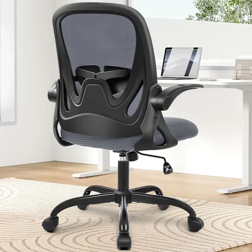 Vista 2 de Primy Silla de Oficina Ergonómica Silla de Escritorio con Soporte Lumbar y Altura Ajustables, Silla de Escritorio de Malla Transpirable Giratoria