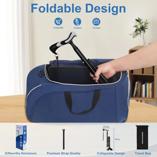 Vista 7 de KingPavonini - Bastón para caminar para hombres y mujeres, estabilidad, bastón plegable que se sostiene solo, mango ergonómico con base cuadrada