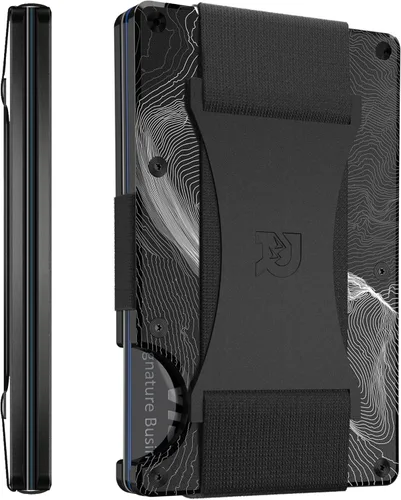 Vista 31 de The Ridge Cartera delgada minimalista para mujer, con bloqueo RFID, bolsillo frontal, tarjetero de crédito, cartera de metal para mujer con clip