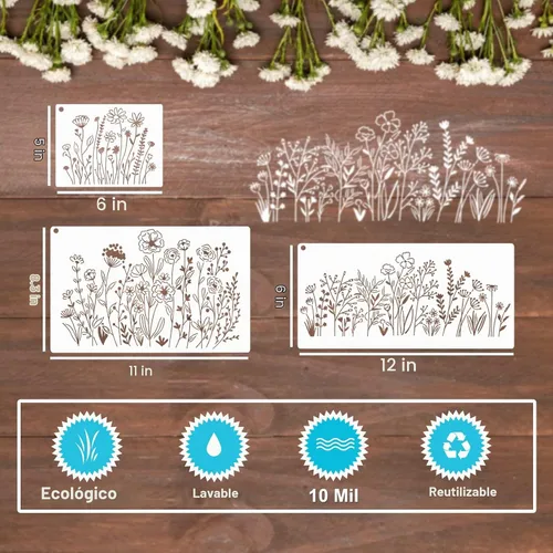 Vista 7 de 13 plantillas de flores silvestres, plantillas de flores para pintar madera