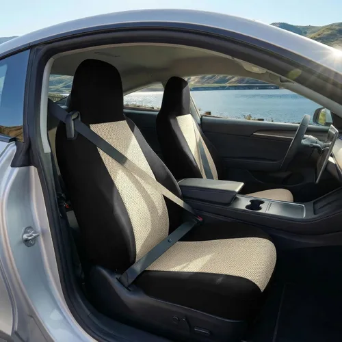 Vista 2 de FH Group - Juego de fundas de asiento de tela plana para todo uso para asientos tipo cubo, 2 piezas de ajuste universal, lavables, para SUV, sedán