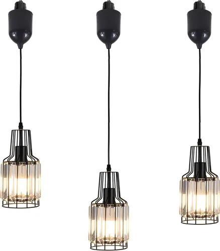 Vista 23 de Lámpara circular de cristal transparente tipo H colgantes de iluminación de pista de 1 pie con control continuo LED Edison bombillas temporizador