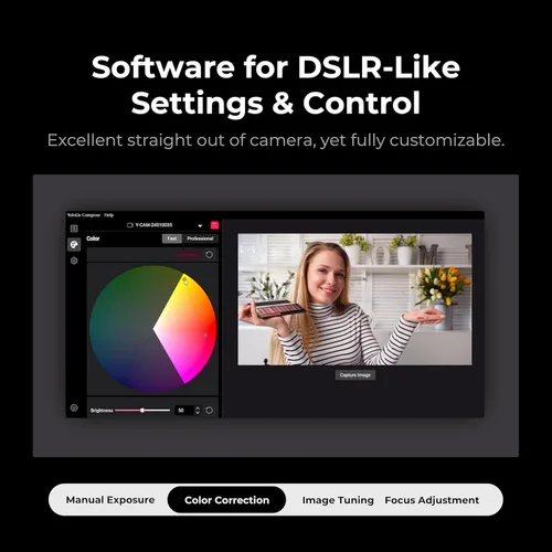 Vista 6 de YOLOLIV YoloCam S3, cámara web de transmisión 4K, sensor de 1/1.3 pulgadas, enfoque automático PDAF, 4K sin comprimir, zoom 4X, para creadores