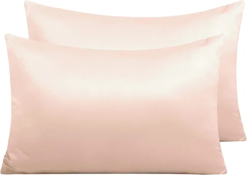 Vista 56 de NTBAY Fundas de almohada de satén con cremallera para cabello y piel, juego de 2 fundas de almohada estándar de lujo con cremallera oculta, 20 x 26