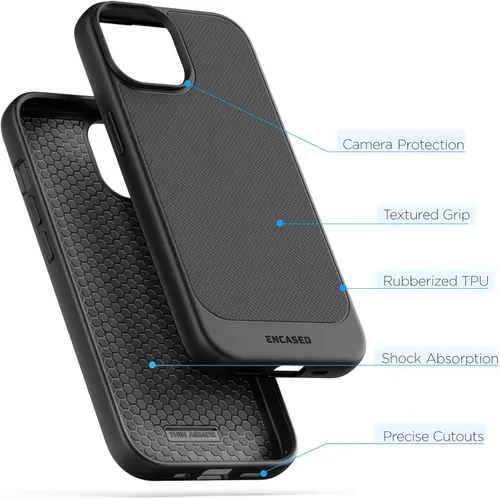 Vista 9 de ENCASED Funda de privacidad diseñada para iPhone 15 (2023), flexible, delgada, con protector de pantalla antiespía, vidrio templado 9H (negro)
