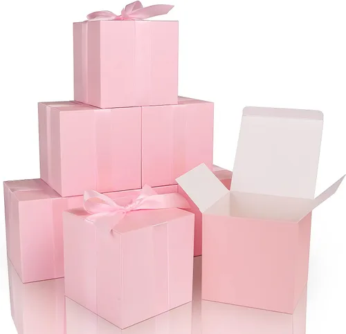 Vista 12 de COTOPHER 60 cajas de regalo pequeñas, cajas de regalo de 2 x 2 x 2 pulgadas, cajas de regalo de papel con cintas, caja de dulces para regalos