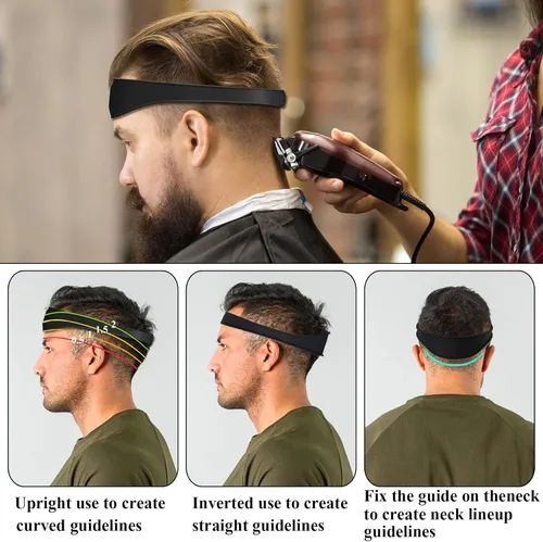 Vista 3 de Plantilla de afeitado de escote y guía de corte de cabello, banda de corte de pelo de silicona duradera curvada de alta calidad para cortes de pelo
