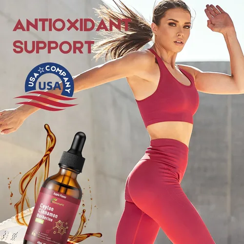 Vista 3 de Ceilán canela berberina amarga gotas líquidas suplemento con cúrcuma, té verde, vinagre de sidra de manzana, aceite de semillas negras