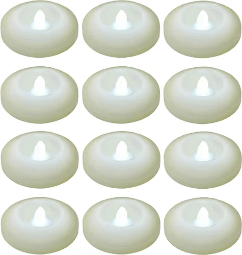 Vista 9 de Velas flotantes LED sin llama, rosa de cera de 2.5 pulgadas con batería LED parpadeante que funciona más de 100 horas de velas impermeables