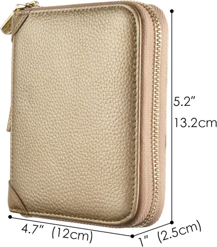 Vista 5 de Easyoulife - Billetera de piel con cierre y tarjetero para mujer, con bloqueo de interferencia de radiofrecuencia (RFID)