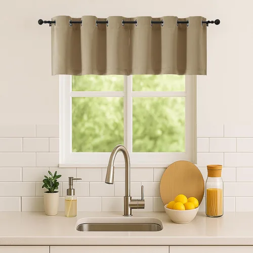 Vista 206 de Simplebrand Juego de 2 paneles de cenefa aguamarina para ventana de cocina de 14 pulgadas de largo, cortinas de oscurecimiento de habitación