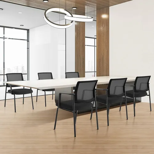 Vista 9 de Sillas apilables de malla Sweetcrispy para invitados y recepción - Soporte lumbar ergonómico para sala de espera, conferencia, reunión, oficina