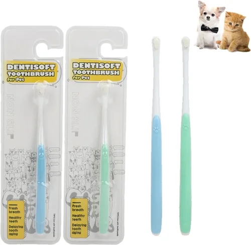 JGocot Cepillo de dientes para perros pequeños, cabezal de microcepillo, nano cerda, cepillo de dientes suave para encías y dientes sensibles, kit