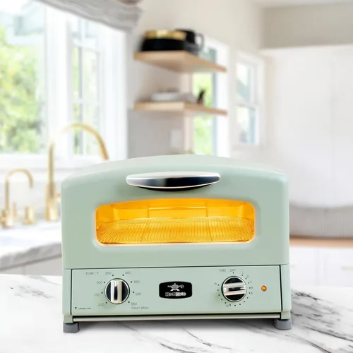 Vista 4 de HeatMate Tostadora desplegable con tecnología de calefacción de grafito con 7 ajustes de calor, 3 funciones de tostado y modo único de bagel, verde