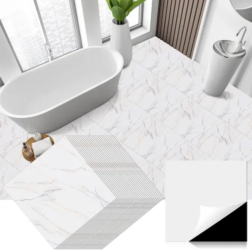 Vista 10 de Spiareal 48 piezas de azulejos de despegar y pegar para el suelo de vinilo de 12 x 12 pulgadas, autoadhesivos, impermeables, de bricolaje para baño
