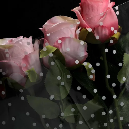 Vista 3 de Motroce Rollo de celofán transparente, 100 pies x 34 pulgadas, envoltura de papel de floristería de puntos blancos, rollo de celofán transparente