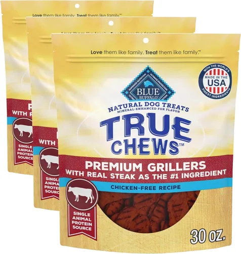 Vista 12 de Blue Buffalo True Chews Premium Grillers Golosinas Naturales para Perros, Pollo, Bolsa de 12 onzas