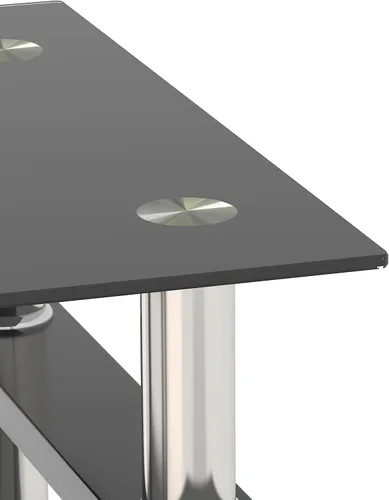 Vista 33 de IANIYA Juego de mesa de 3 piezas para sala de estar, moderno juego de mesa auxiliar de vidrio templado, mesa auxiliar de vidrio con marco de metal