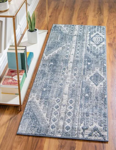 Vista 33 de Unique Loom Portland Collection Southwestern - Alfombra de área a rayas tono sobre tono (2 pies 2 pulgadas x 3 pies, rectangular, blanco/negro)