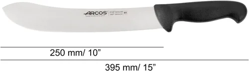 Vista 2 de Arcos Cuchillo de carnicero de acero inoxidable de nitrum de 10 pulgadas. Cuchillo de cocina profesional para cortar carne, pescado y verduras. Negro