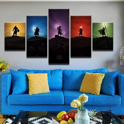 Vista 3 de HAOSHUNDA Magic: The Gathering MTG - Lienzo decorativo para pared con 5 paneles (8 x 14 x 2, 8 x 18 x 2, 8 x 22 x 1)