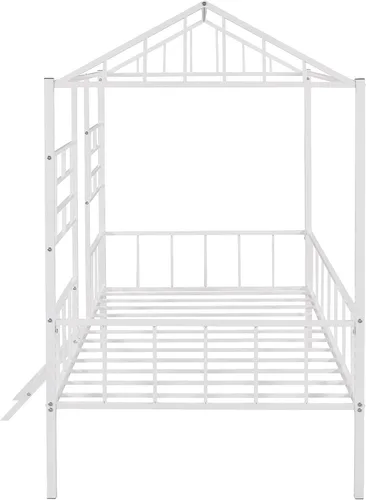 Vista 41 de Harper & Bright Designs Junoir - Cama tipo loft de metal tamaño individual para niños, cama baja con techo y escalera, cama tipo loft individual