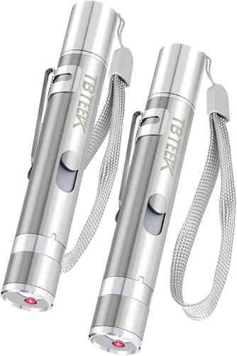 TBTeek Juguete para Gato, Juguete Interactivo para Gatito Recargable por USB, 7 Modos de Luz y Patrones Ajustables, Juguete Portátil de Ratón para