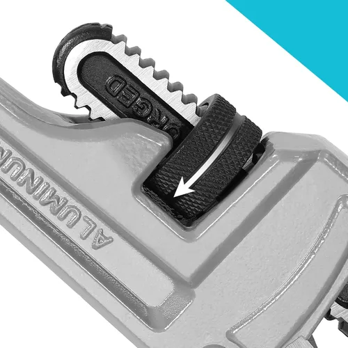 Vista 5 de DURATECH Llave de tubo recta de 18 pulgadas de aluminio resistente, llave de fontanería ajustable, forjada por caída, supera el estándar GGG