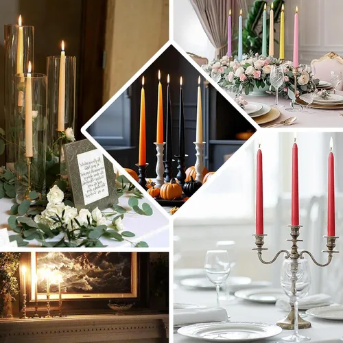 Vista 5 de Efavormart - Paquete de 10 velas cónicas de 12 pulgadas, diseño de cera premium, color blanco, velas sin perfume para entornos elegantes