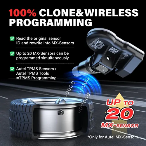 Vista 3 de Autel Juego de 4 sensores TPMS, sensor 1MX de 2 pulgadas 315 MHz + 433 MHz de frecuencia dual, sensor OEM de reemplazo 100% programable, funciona