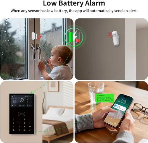 Vista 5 de Home Security System with Instant Tuya App Alerts & WiFi+GSM4G,Easy to Install WiFi4G Alarm System with Instant Tuya App Alerts,Door and Window