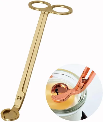 Vista 24 de Snuffers - Extintor de velas, accesorio extintor de velas para apagar mechas de vela de forma segura, diseño de hoja de ginkgo retro dorado