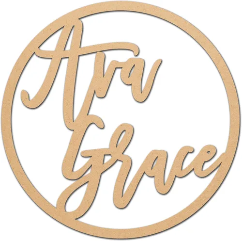 Personalized Circle Wooden Name Sign – Custom Nursery Wall Art, Baby Room Decor, Baby Shower or Birthday Party Decoration, 12-24 Inches, Unfinished