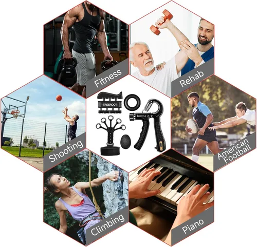 Vista 6 de 5PCS Grip Strength Trainer Kits, Hand Gripper Strengthener, Forearm Strengthener, Forearm Exerciser, Finger Exerciser, Wrist Strengthener, Stress