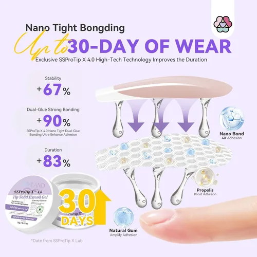 Vista 6 de Kit de pegamento de uñas sólido en gel Saviland y removedor de pegamento de uñas: luz UV para uñas, herramientas completas para uñas postizas