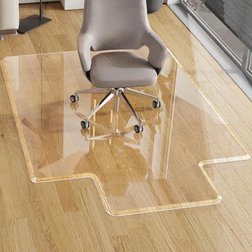 MESAILUP Tapete para Silla de Oficina con Borde Biselado Irregular con Labio para Alfombra o Piso de Madera Dura Cristal Transparente 36" x 48"