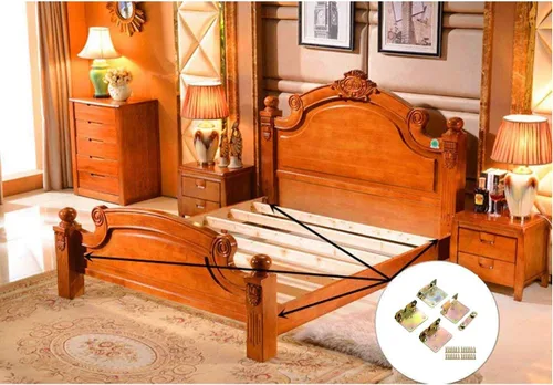 Vista 6 de TIHOOD 4 piezas de riel de cama de alta calidad resistente sin embutir soporte de riel de cama de madera, cabeceros y estribos con tornillos