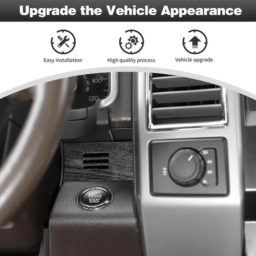 Vista 3 de CheroCar Para F150 - Panel de cubierta de consola central, accesorios de decoración para Ford F150 2015-2020, grano de madera negra..