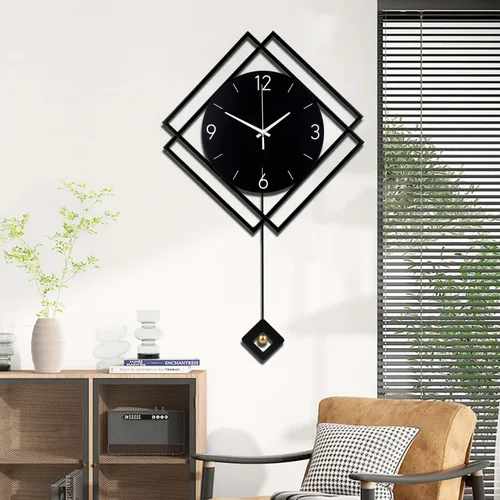 Vista 6 de Reloj de pared con péndulo, cuarzo de calidad silenciosa, funciona con pilas, modernos relojes de pared grandes para sala de estar, cocina, hogar