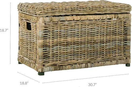 Vista 5 de happimess HPM9002B Elijah - Maletero de mimbre de 30 pulgadas, plegable para almacenamiento plano, gris ratán-Kubusoft, costero para oficina