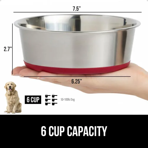 Vista 126 de GORILLA GRIP Juego de 2 cuencos para perros, con capacidad para 8 tazas (64 onzas líquidas), cuenco de metal resistente para alimentos y agua