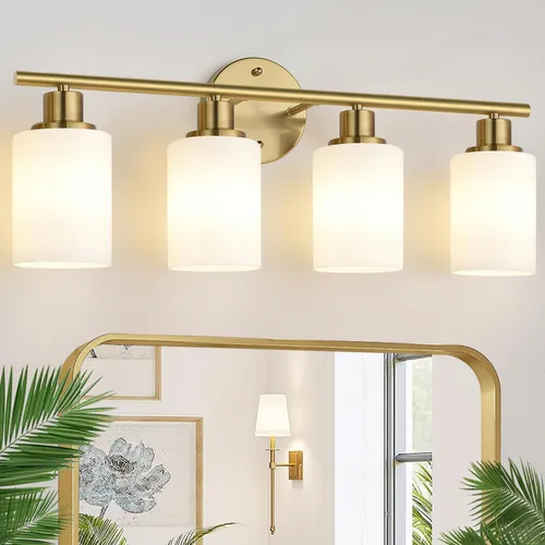 Vista 25 de Zarbitta 2-Light Bathroom Light Fixtures,Black Modern Vanity Lights with Milky White Frosted Glass Shades,Bathroom Wall Lamp for Mirror Kitchen