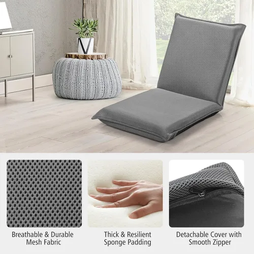 Vista 6 de S AFSTAR Silla de suelo ajustable, tumbona reclinable acolchada con 6 posiciones, cómodo soporte de respaldo y acolchado grueso, silla