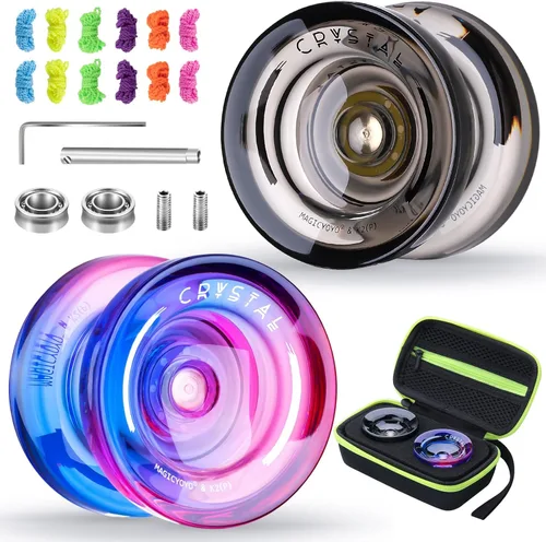 MAGICYOYO K2 Yoyo de Cristal 2 Pack, Yo Yo Profesional Responsivo para Niños Principiantes, Yoyo de Doble Propósito con Rodamiento No Sensible para